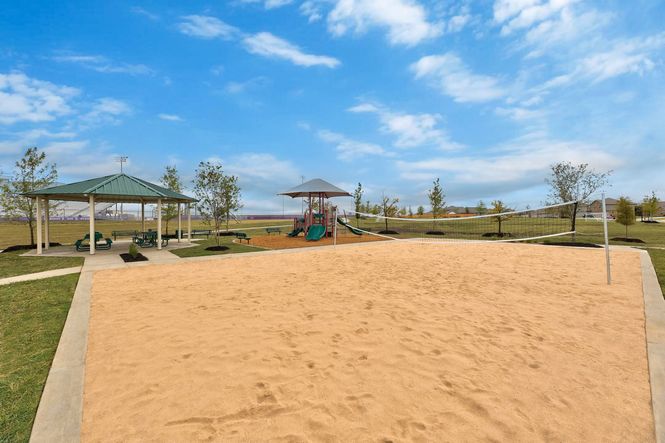 Enjoy a game of volleyball on this huge sand court.