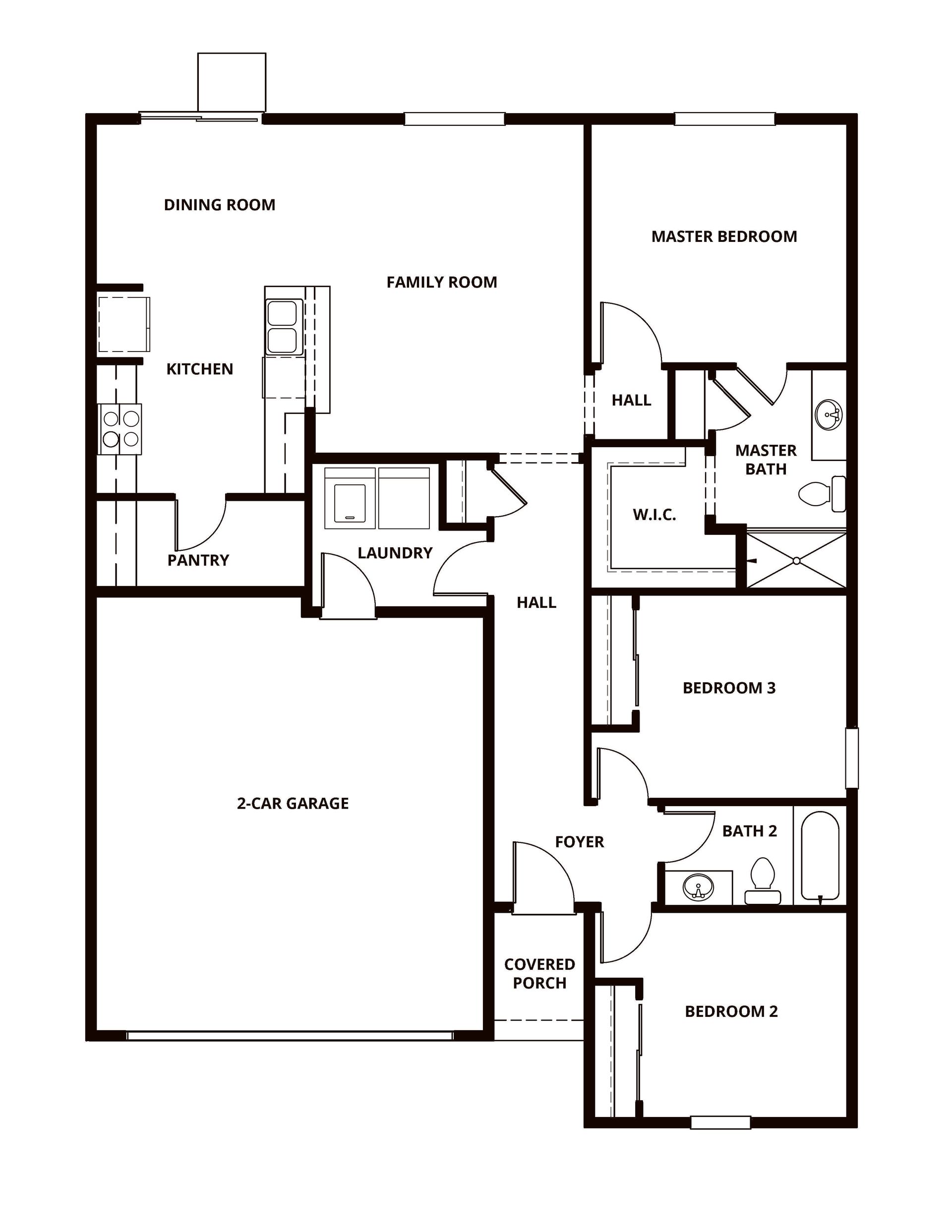 The Baker plan offers 3 bedrooms, 2 baths and an incredible open layout.