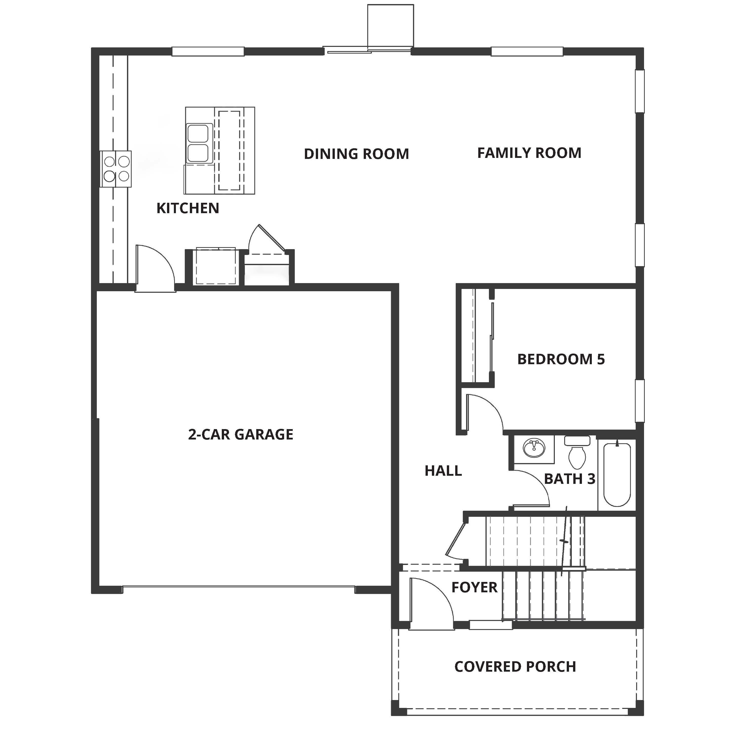 The main floor offers a full bed and bath, as well as a spacious open layout.