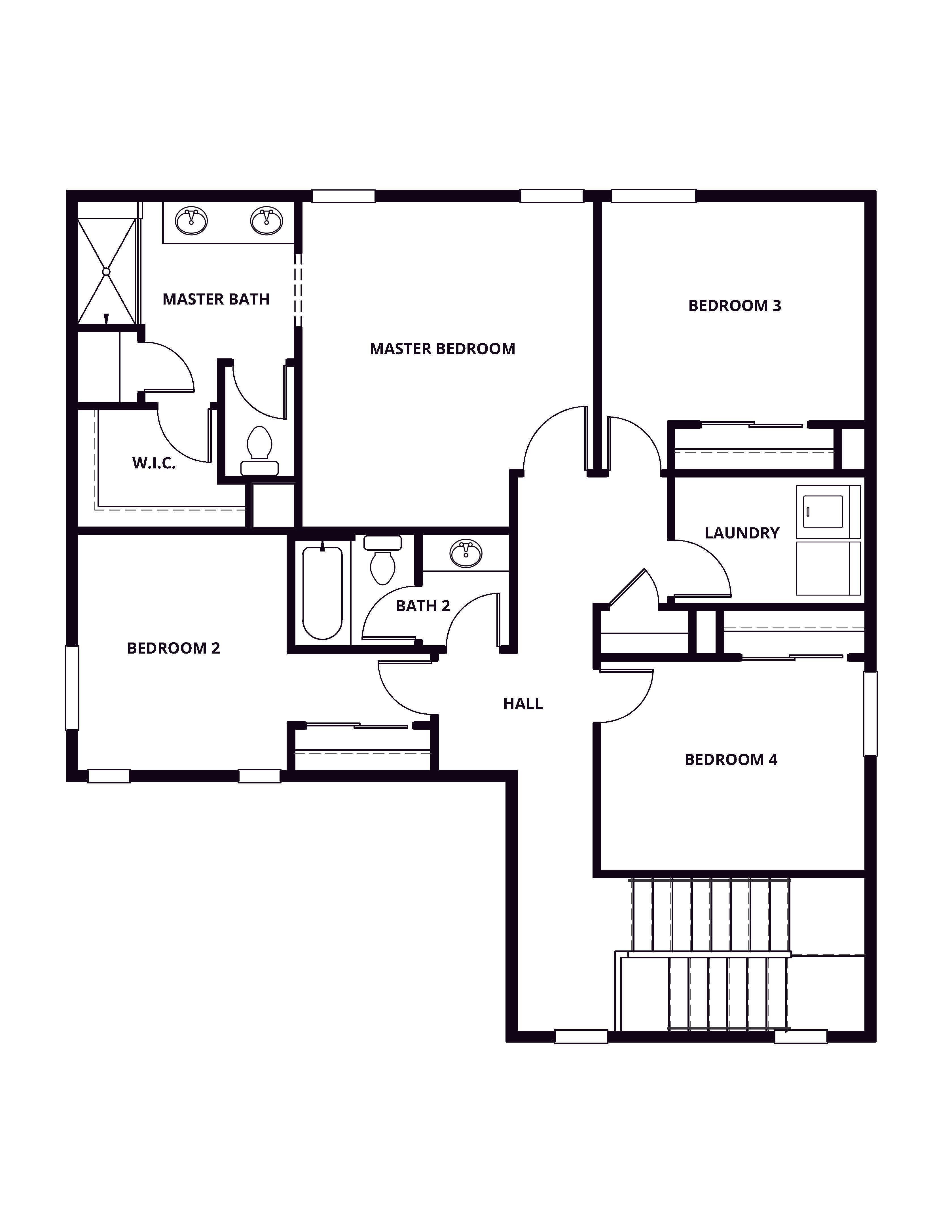 Upstairs, the Stinson has four bedrooms and two full baths.