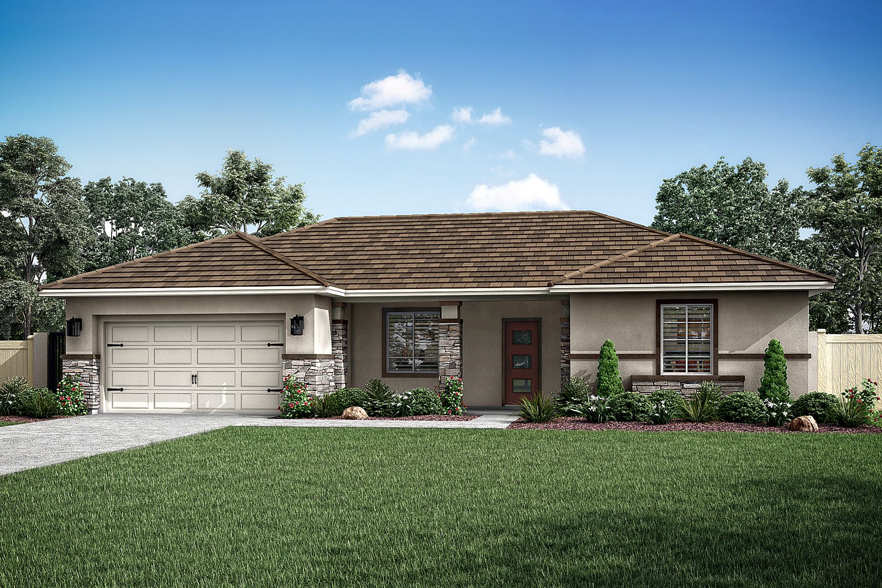 The Hermosa has incredible curb appeal and front yard landscaping!