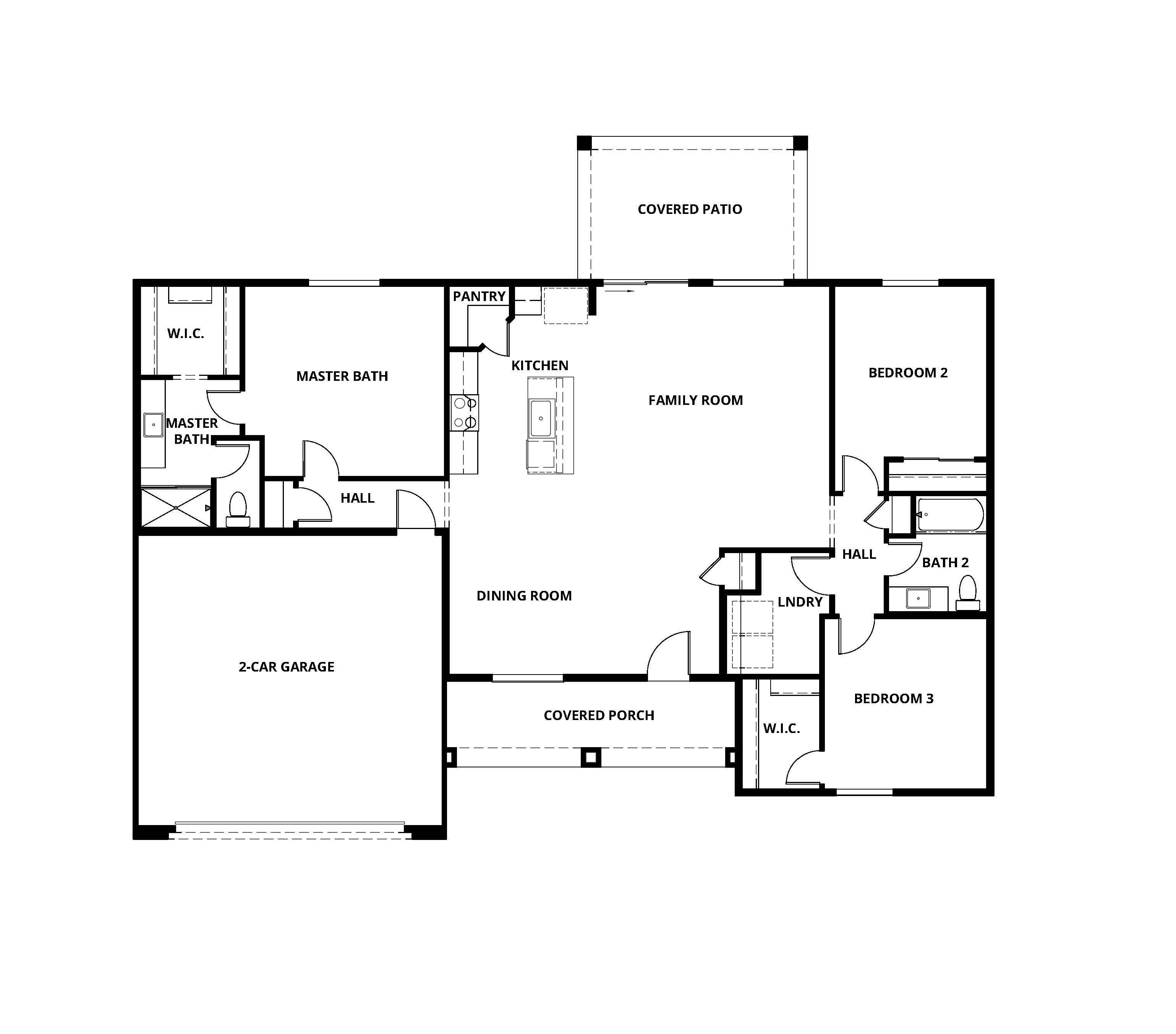 The Hermosa offers a large layout with three bedrooms, two baths and a huge family room.