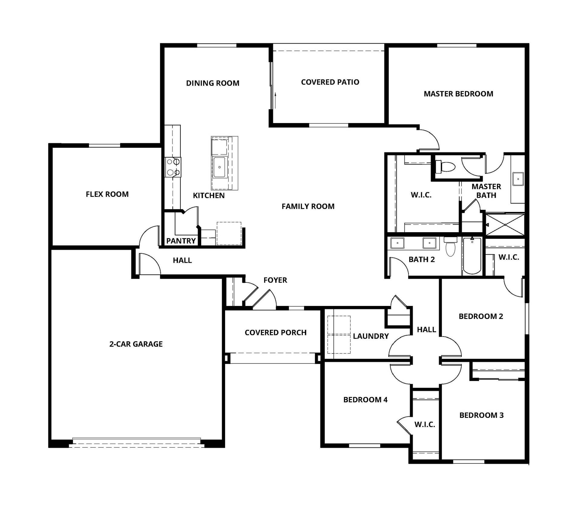 The Newport is a large, four-bedroom home with a flex room.
