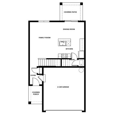 First floor of the Adams plan with an open layout and a spacious family room