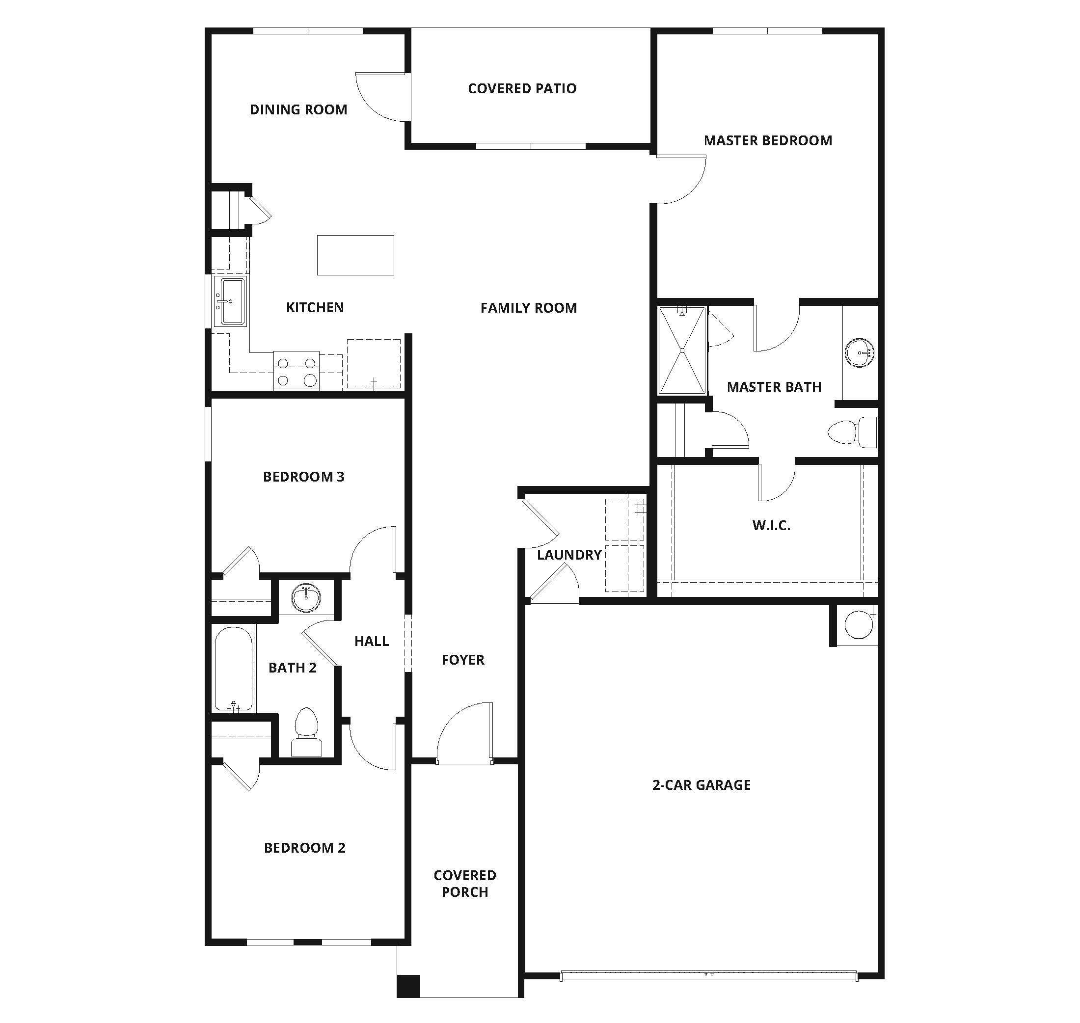 The Blanco plan offers an incredible layout with 3 bedrooms and 2 full baths.