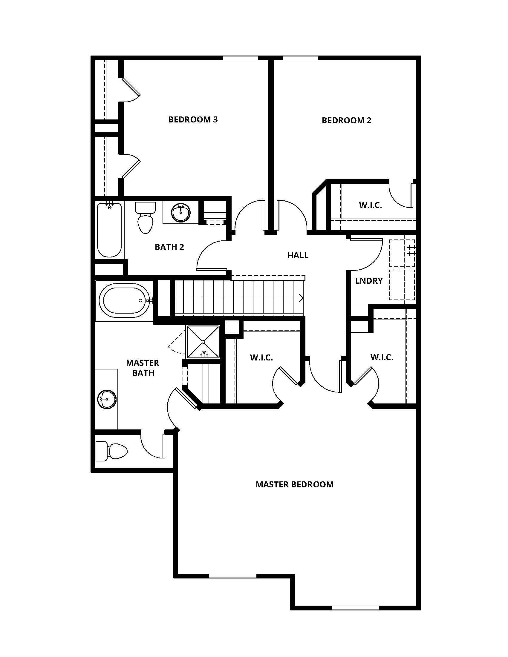 The second story of the Mesquite with walk-in closets and 3 bedrooms