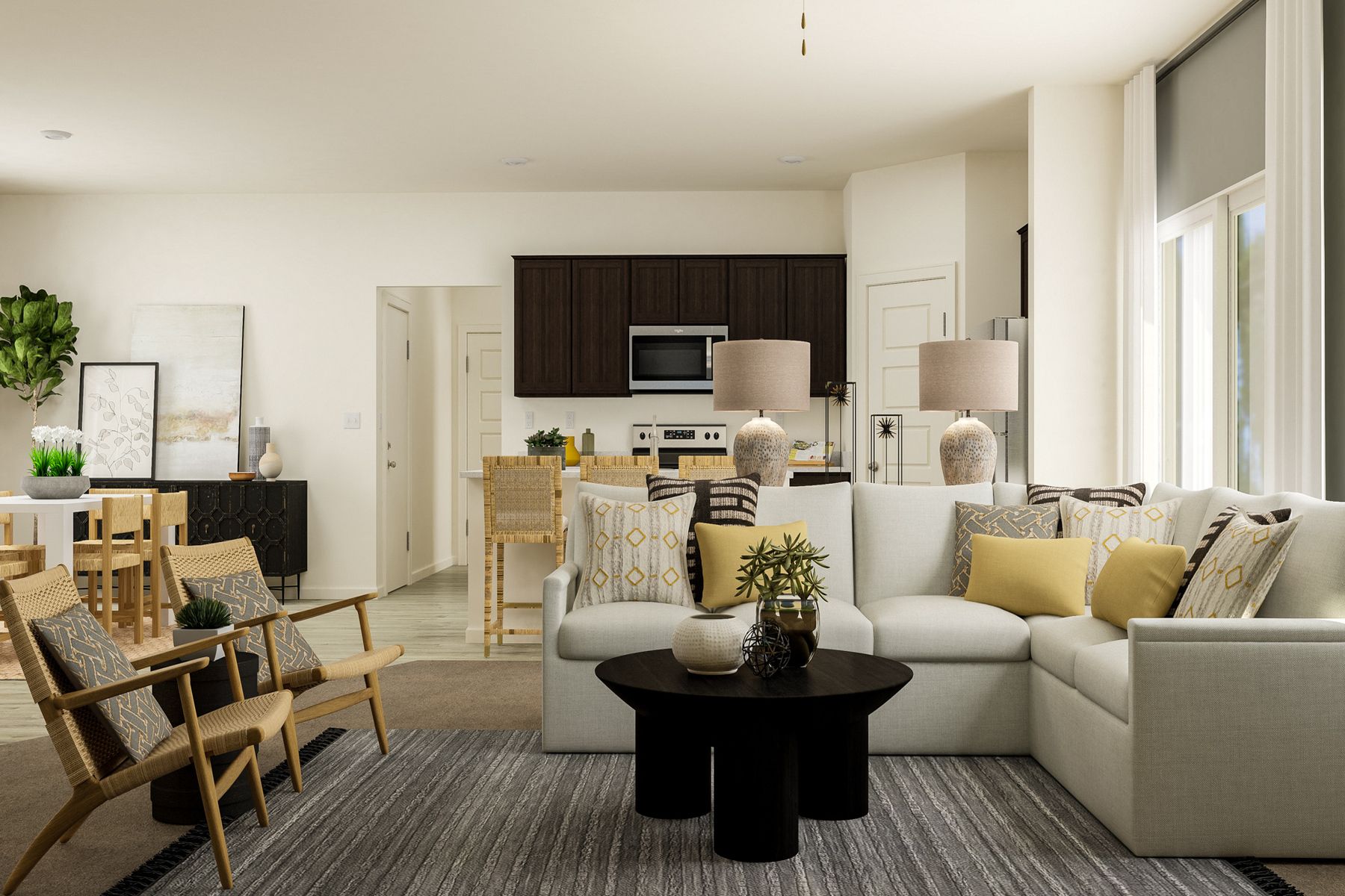 The spacious family room is perfect place to host family movie nights and sports watch parties.