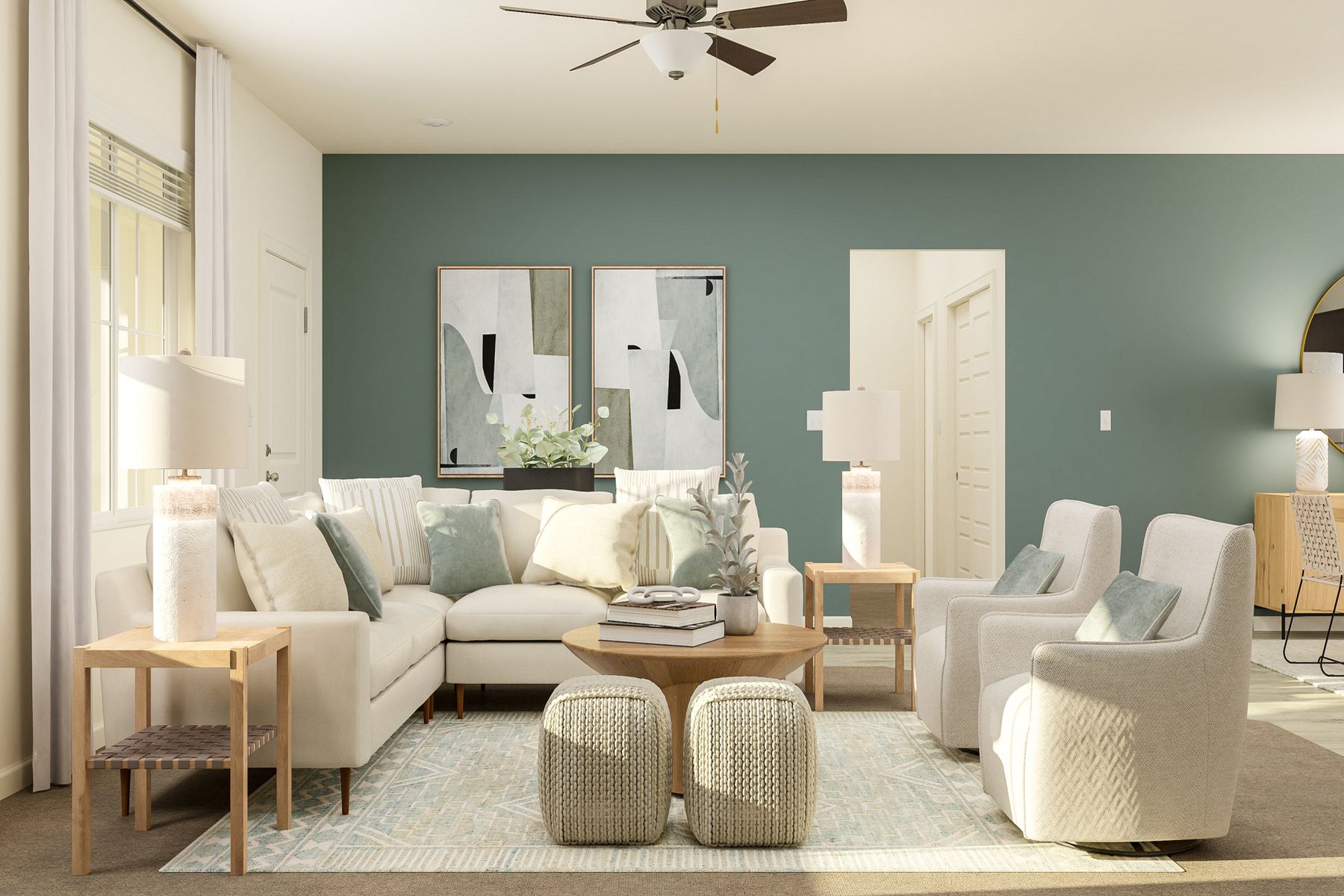 The spacious family room is perfect place to host family movie nights and sports watch parties.