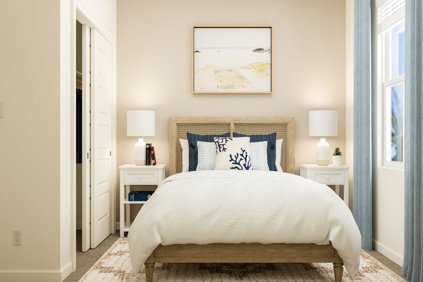The secondary bedrooms are big enough to fit a large bed between two nightstands!