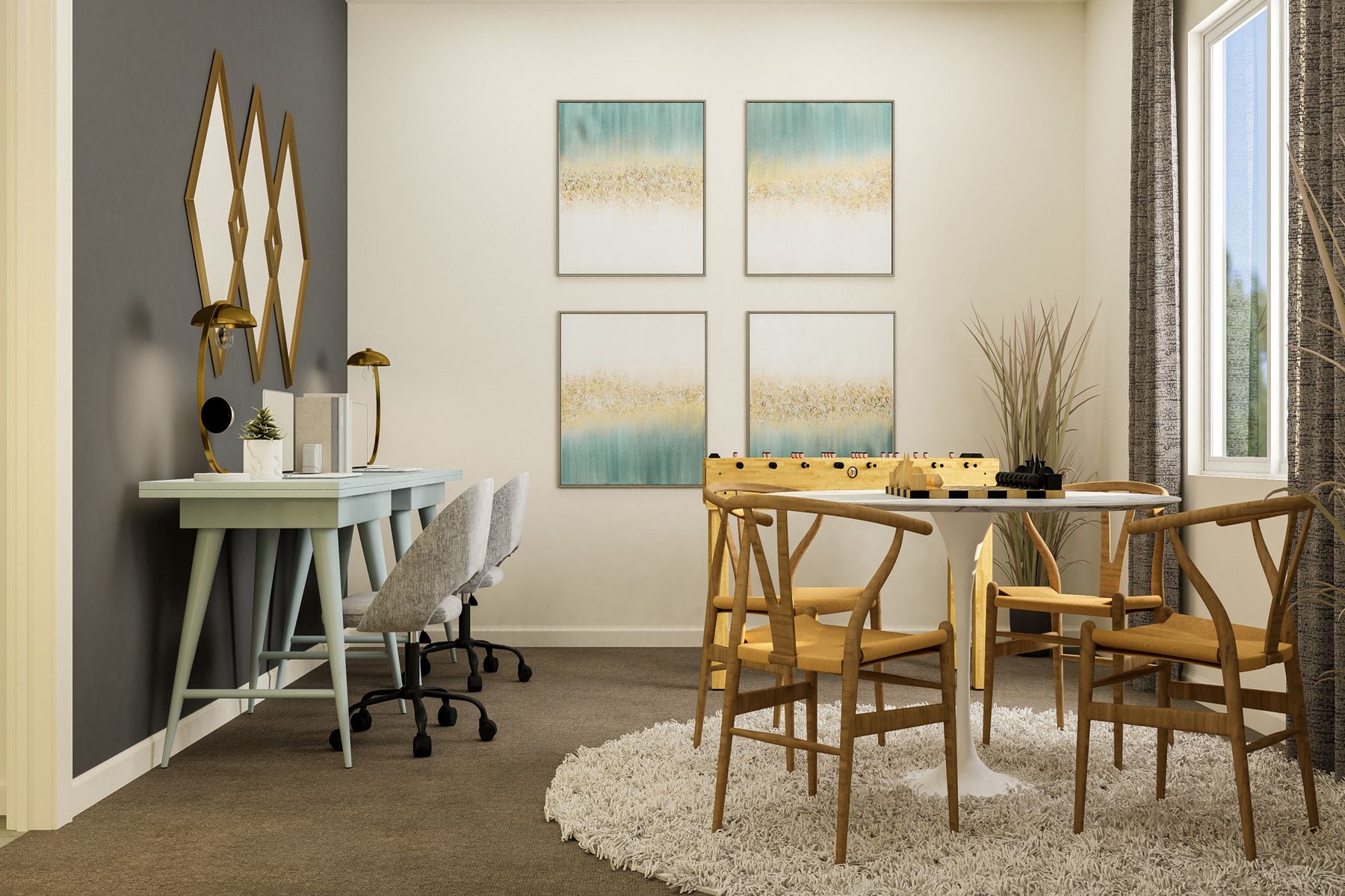 The upstairs game room is the perfect place for your kids to play!