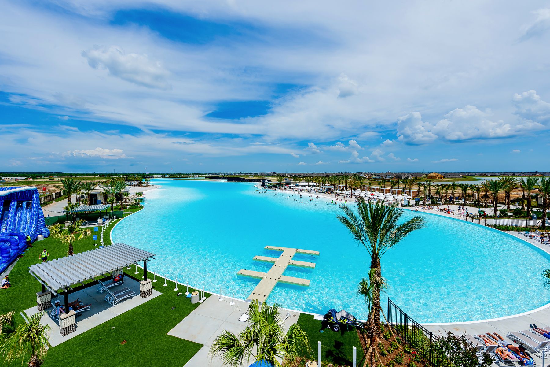 The 12-acre Crystal Lagoon at Lago Mar is the best place to escape the Texas heat. 