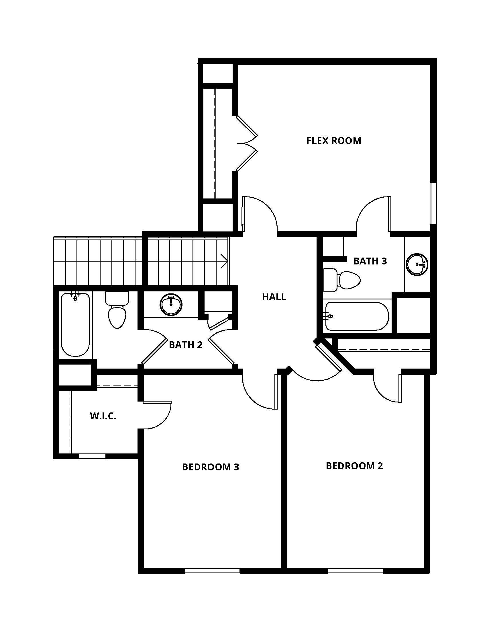 Second story of the Marquette with secondary bedrooms