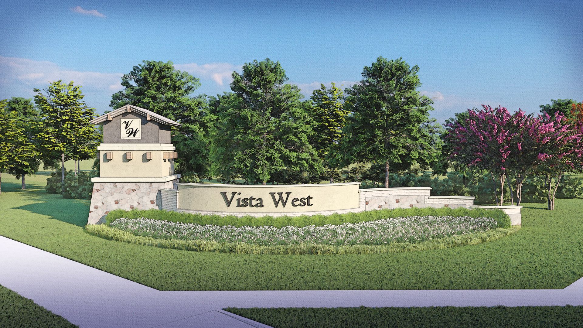 Entry monument at the front of the amenity-rich community