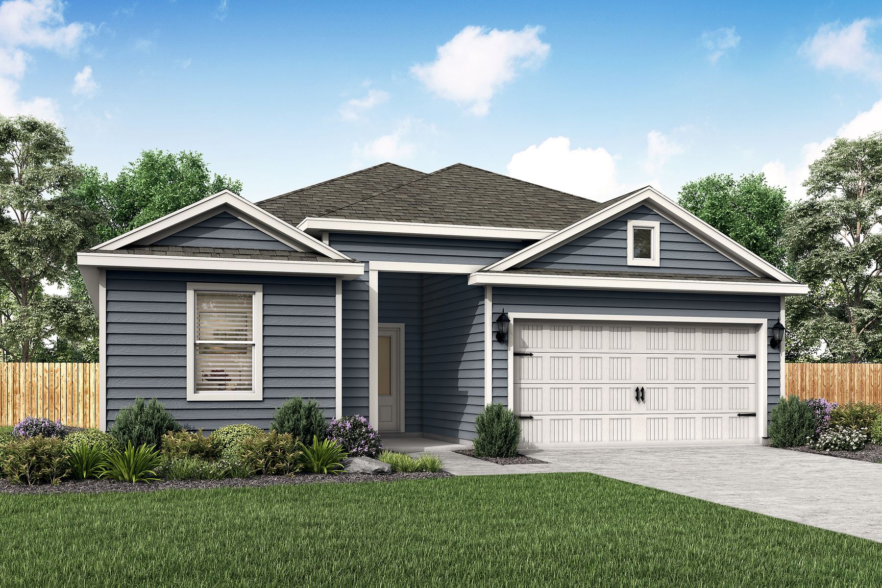 One-story home with an open family room.