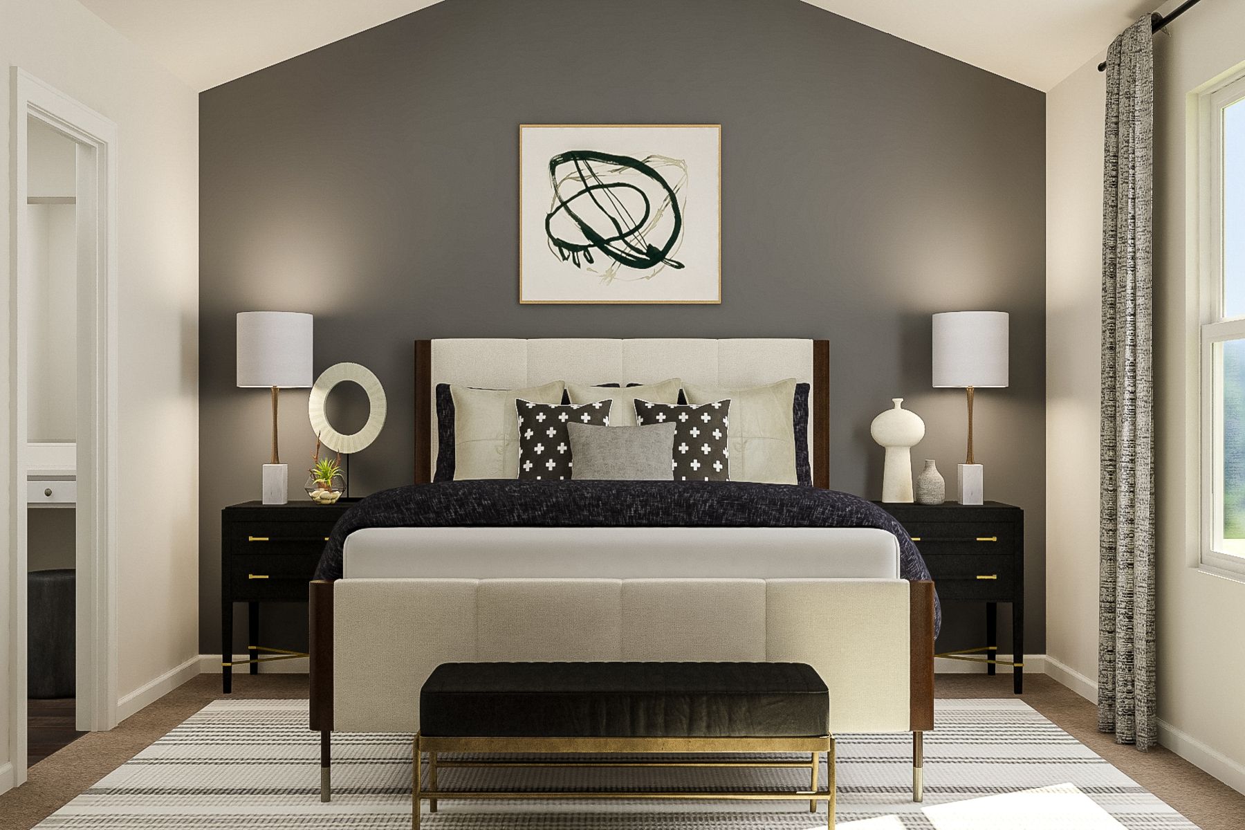 Spacious master bedrooms with tall ceilings and tons of storage.