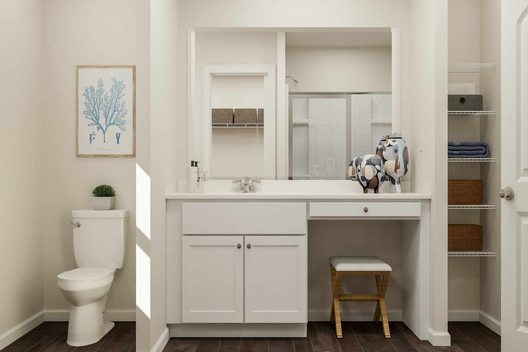 Enjoy spacious vanities and walk-in showers