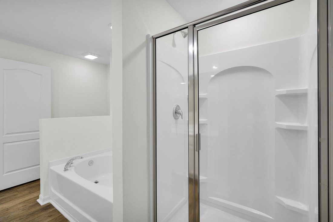 A walk-in shower and a tub in the master bathroom