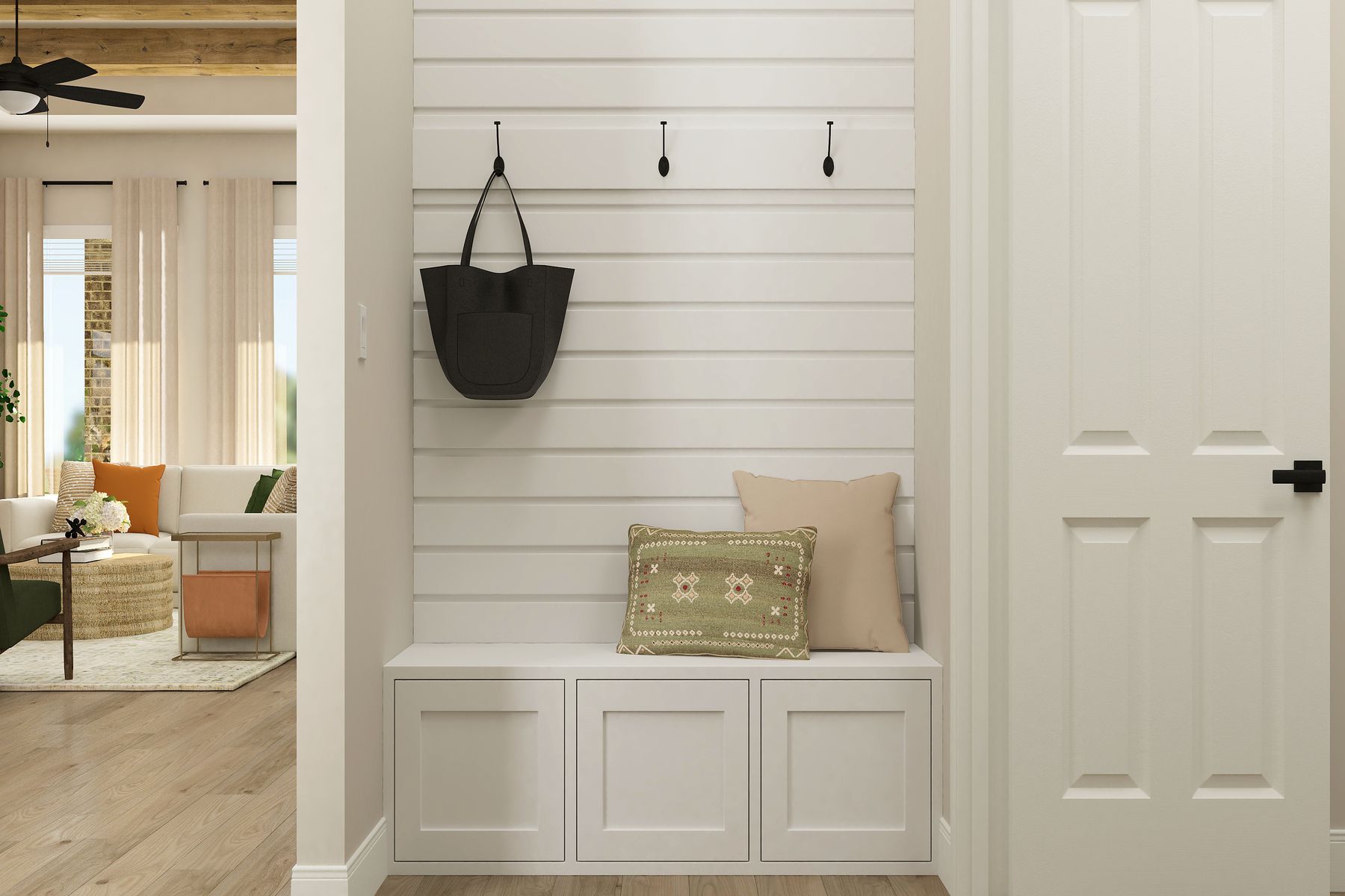 Mudroom with built-in bench