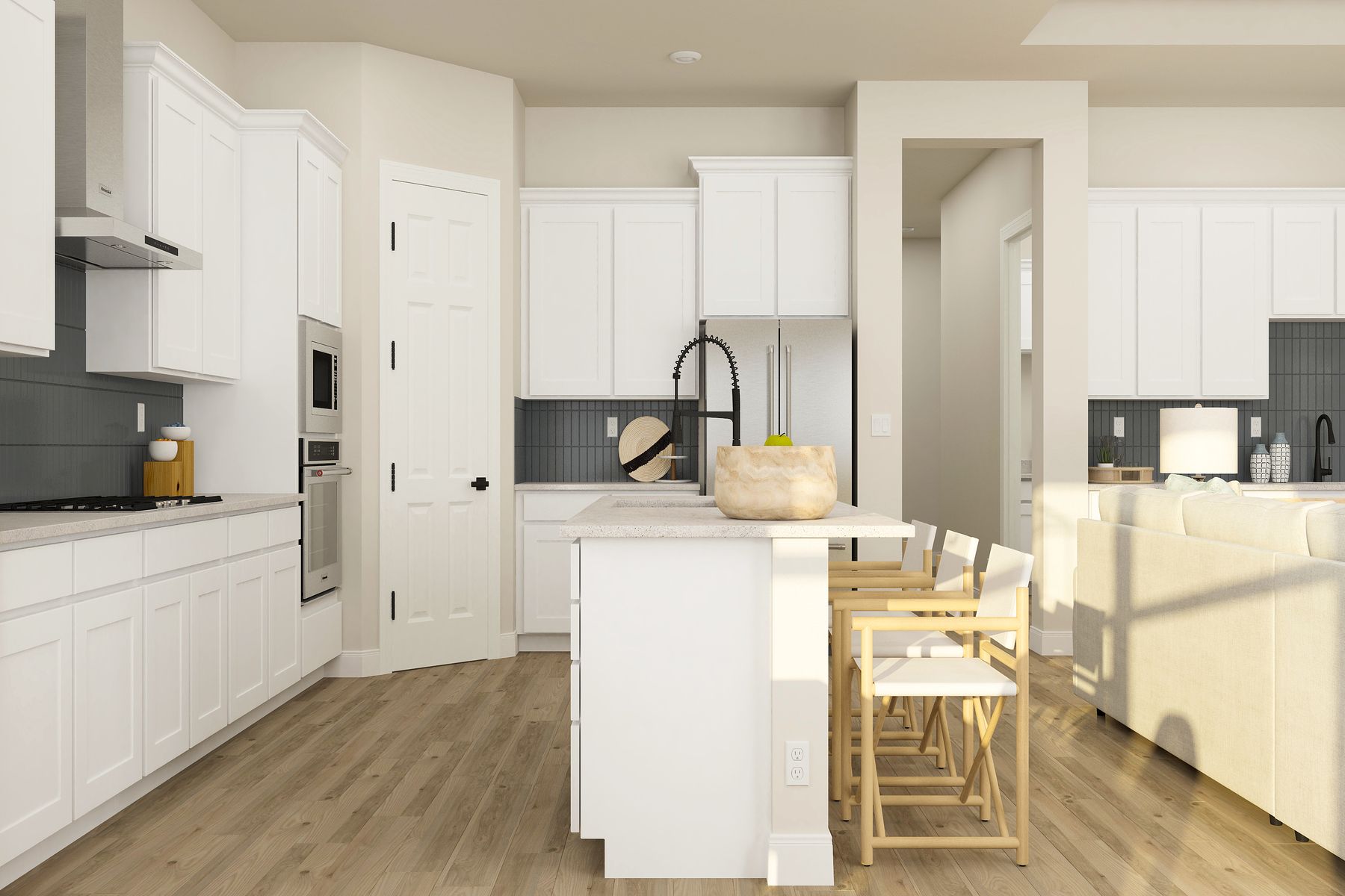 Stainless steel appliances in the kitchen