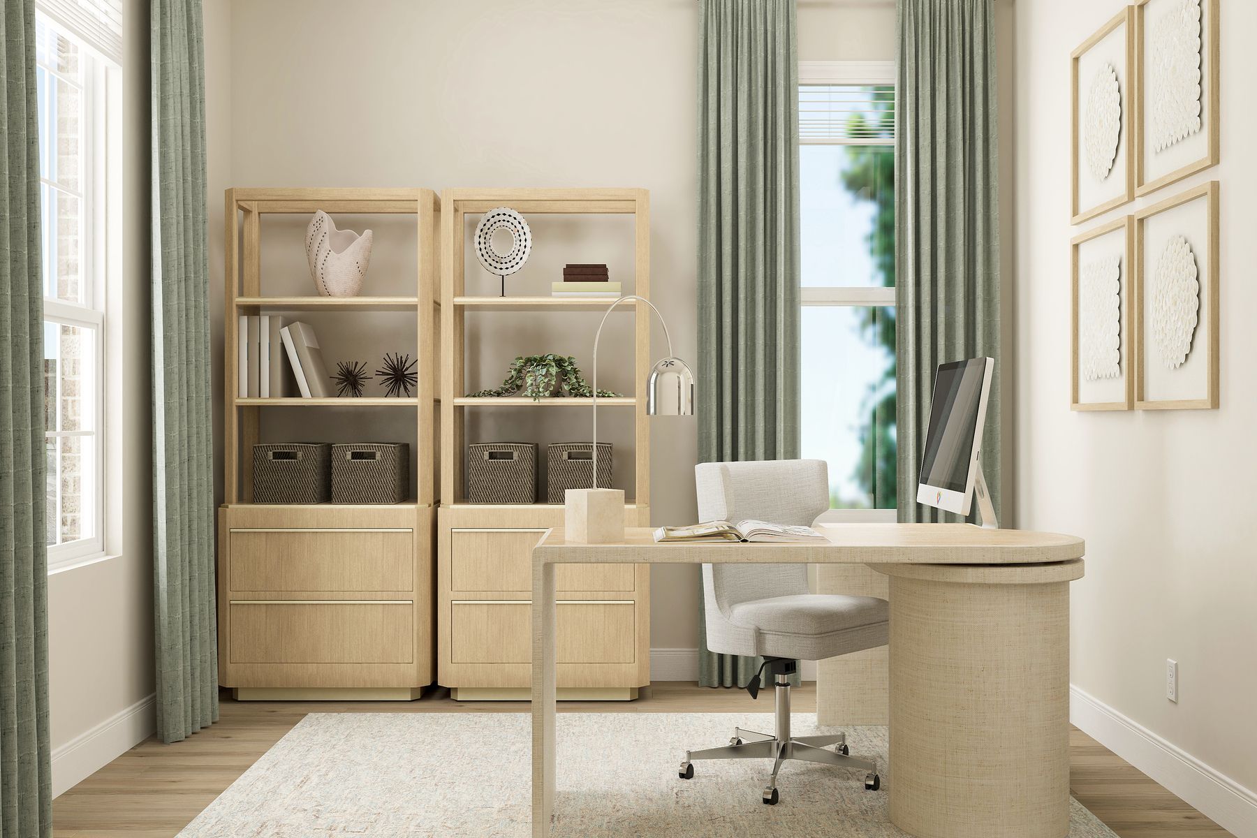 Spacious room converted to an office