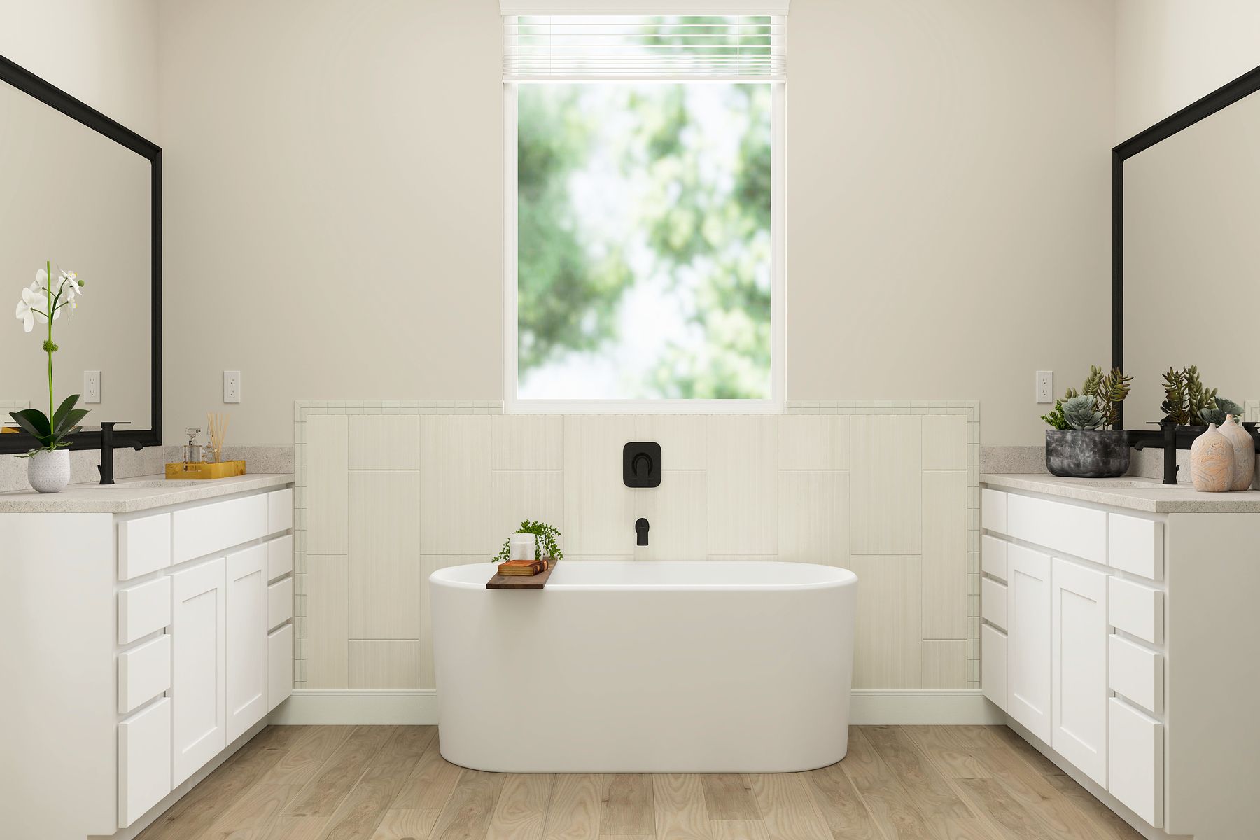 Master bath with standalone tub