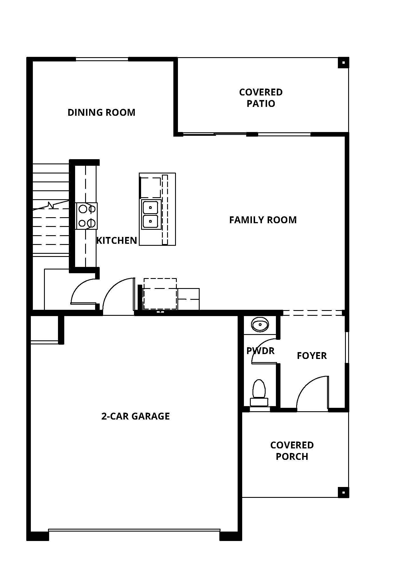 The first floor of the Hawthorne has a spacious family room and chef ready kitchen!