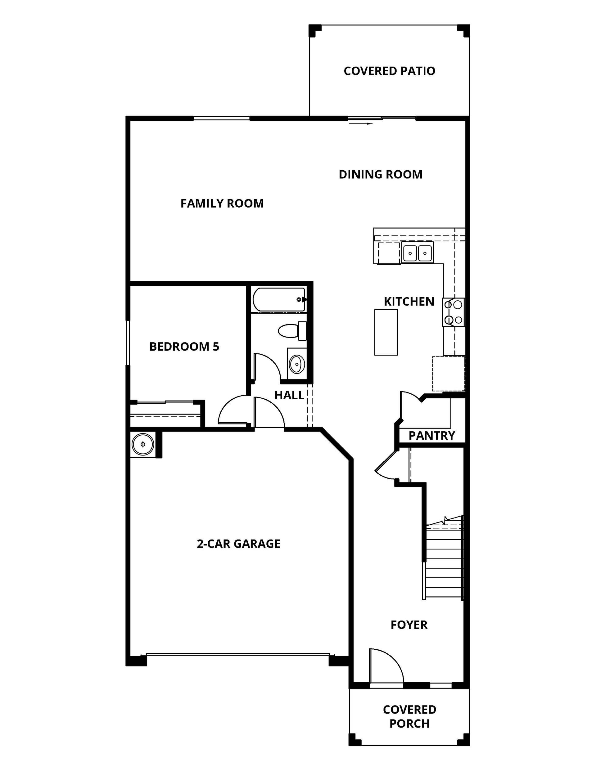 The first floor of the Stella has the chef ready kitchen and spacious family room.