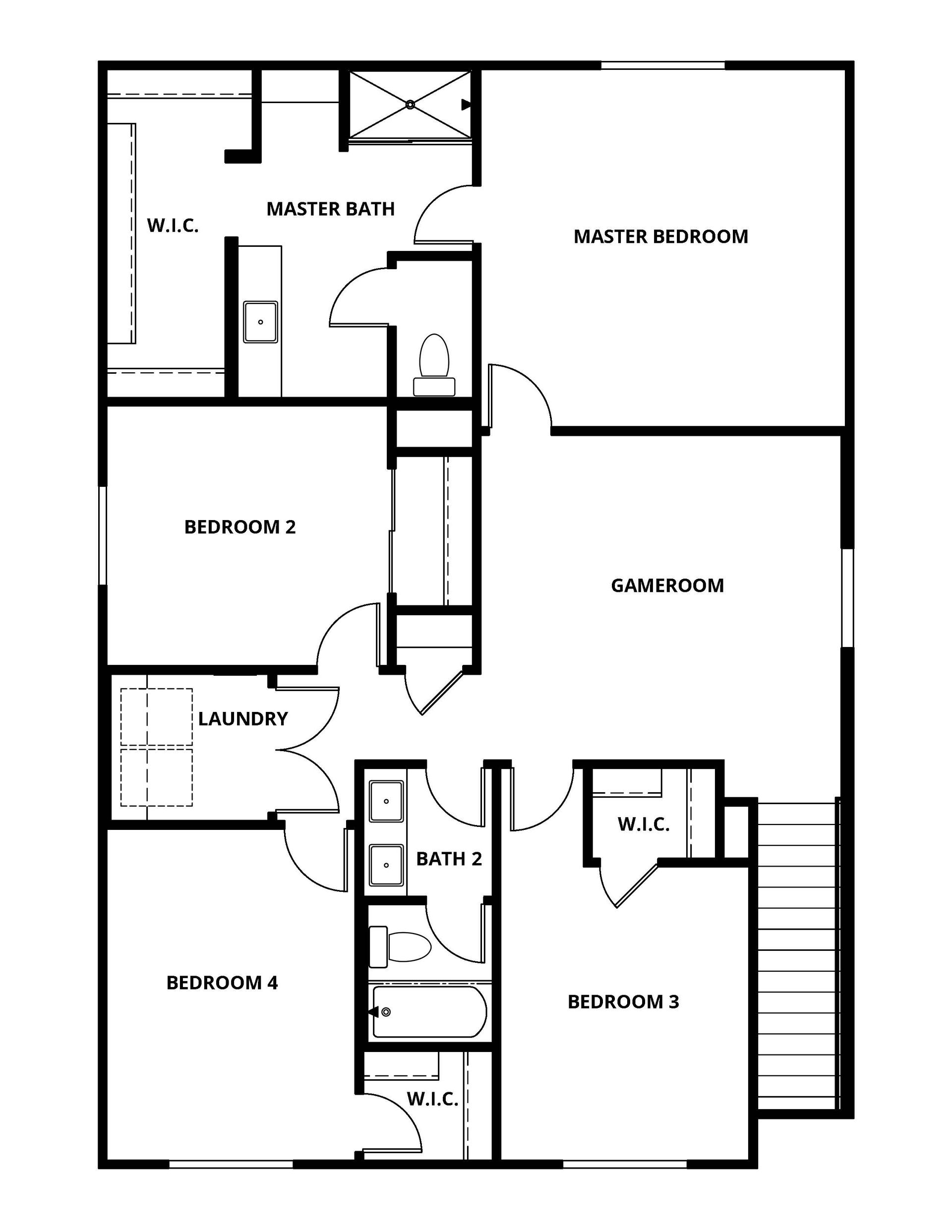 The second floor of the Stella has four of the bedrooms and a game room.