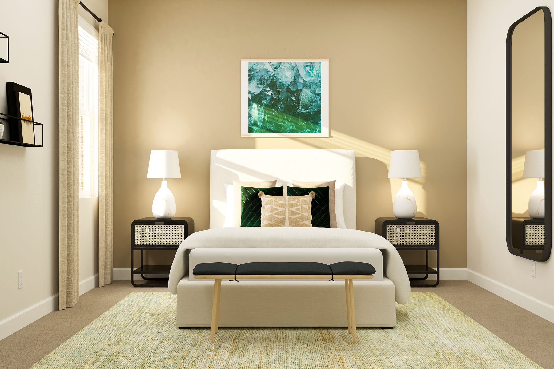 This home has four rooms that can be used as work spaces or bedrooms.