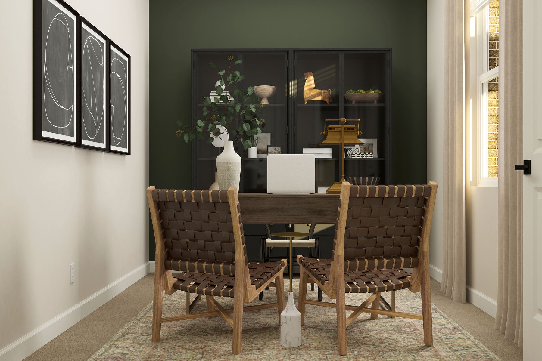 This home has four rooms that can be used as work spaces or bedrooms.