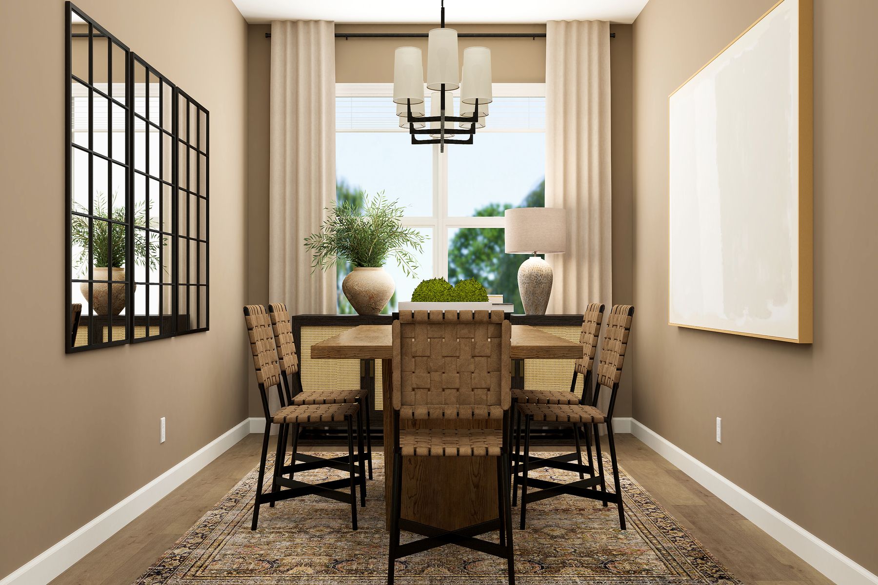 This home has three rooms that can be used as work spaces or bedrooms.