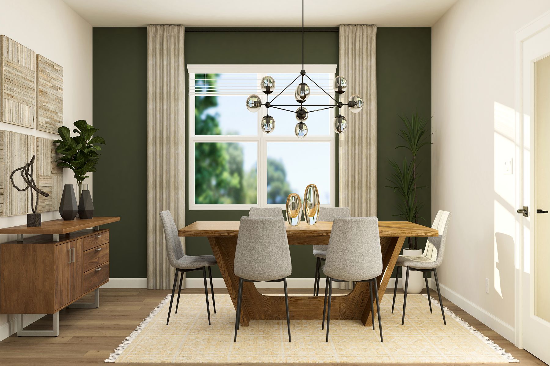 The spacious dining room is ready for all your dinner parties!