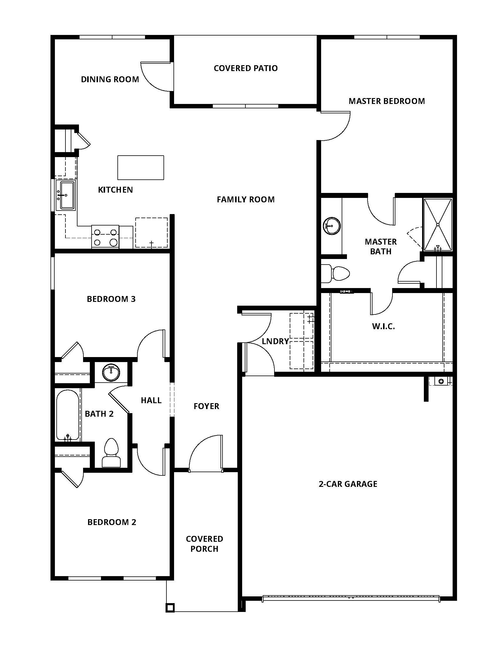 The Blanco is a single story plan with a chef ready kitchen and a spacious family room.