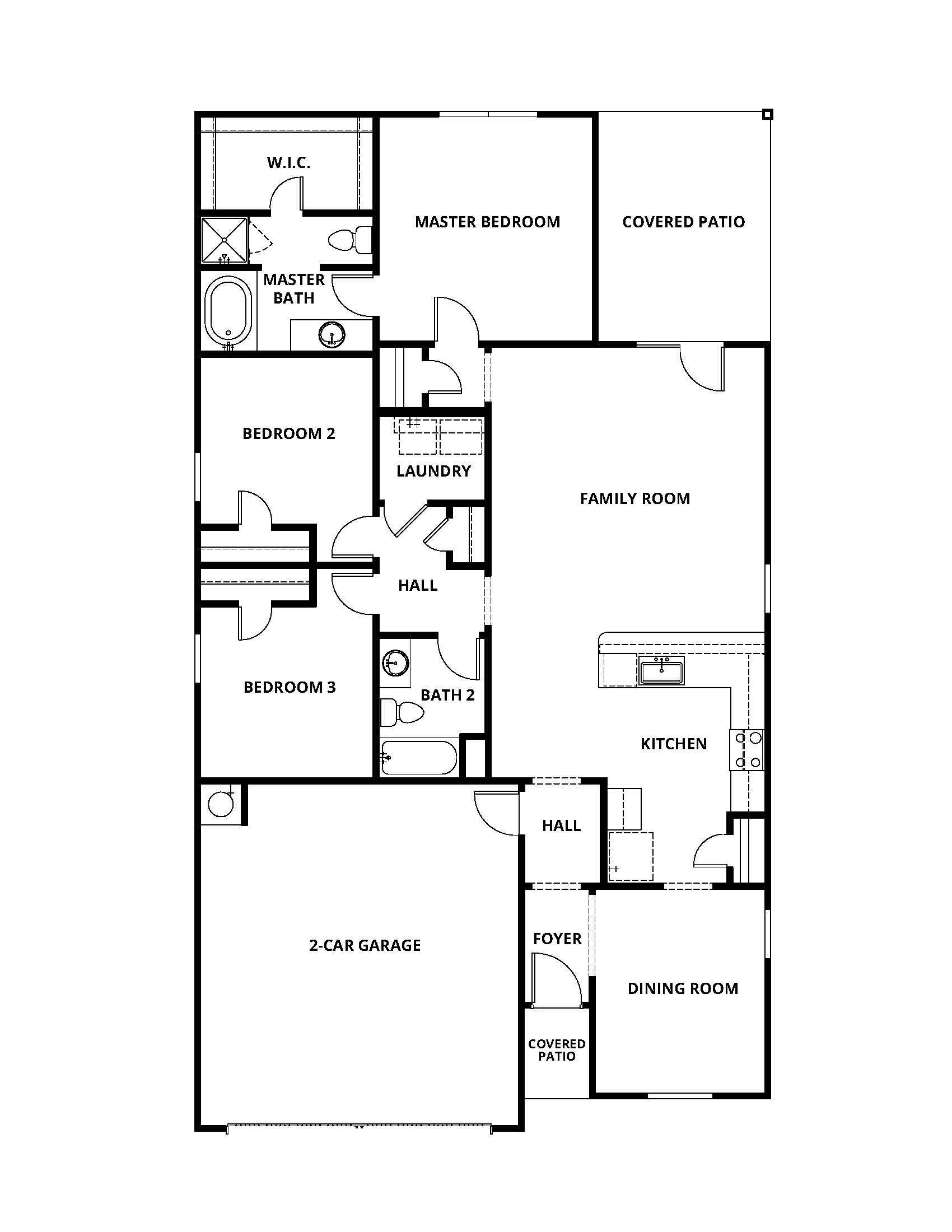The Maple is a single story plan with a chef ready kitchen and a spacious family room.