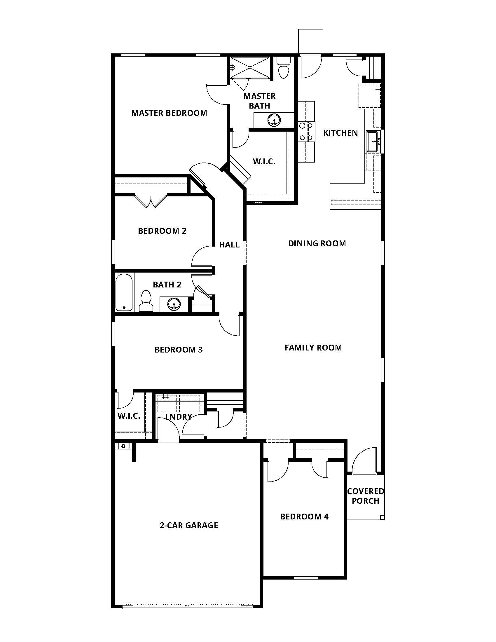 The Jasper is a single story plan with a chef ready kitchen and a spacious family room.