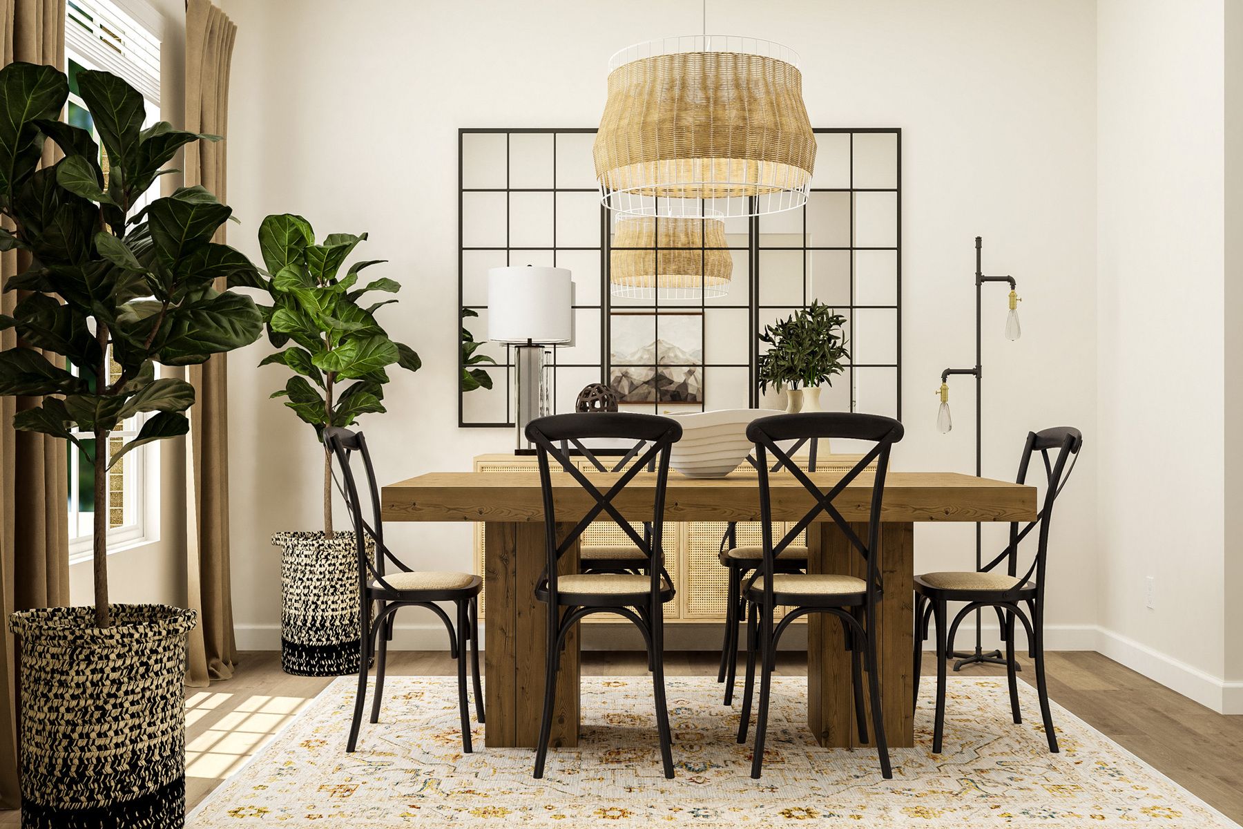 The spacious dining room is ready for all your dinner parties!