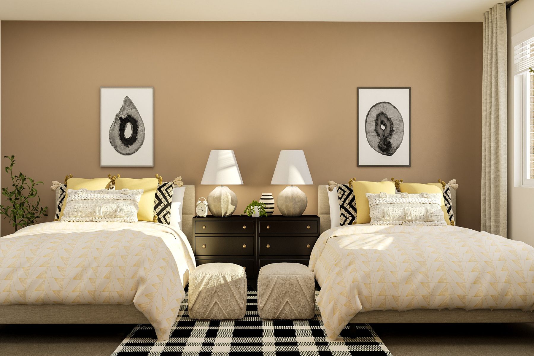 This home has four rooms that can be used as work spaces or bedrooms.