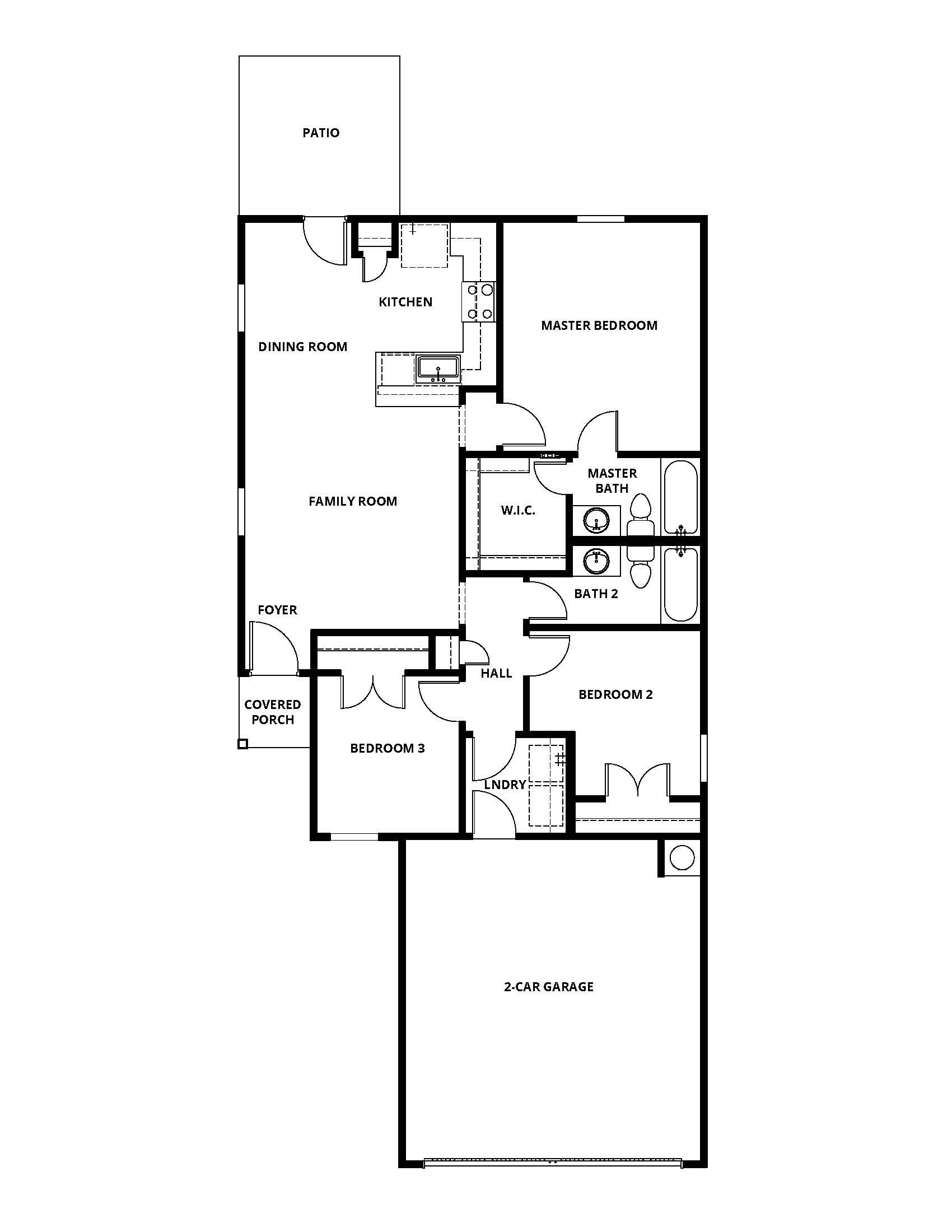The Atticus is a single story home with a spacious family room and chef ready kitchen.