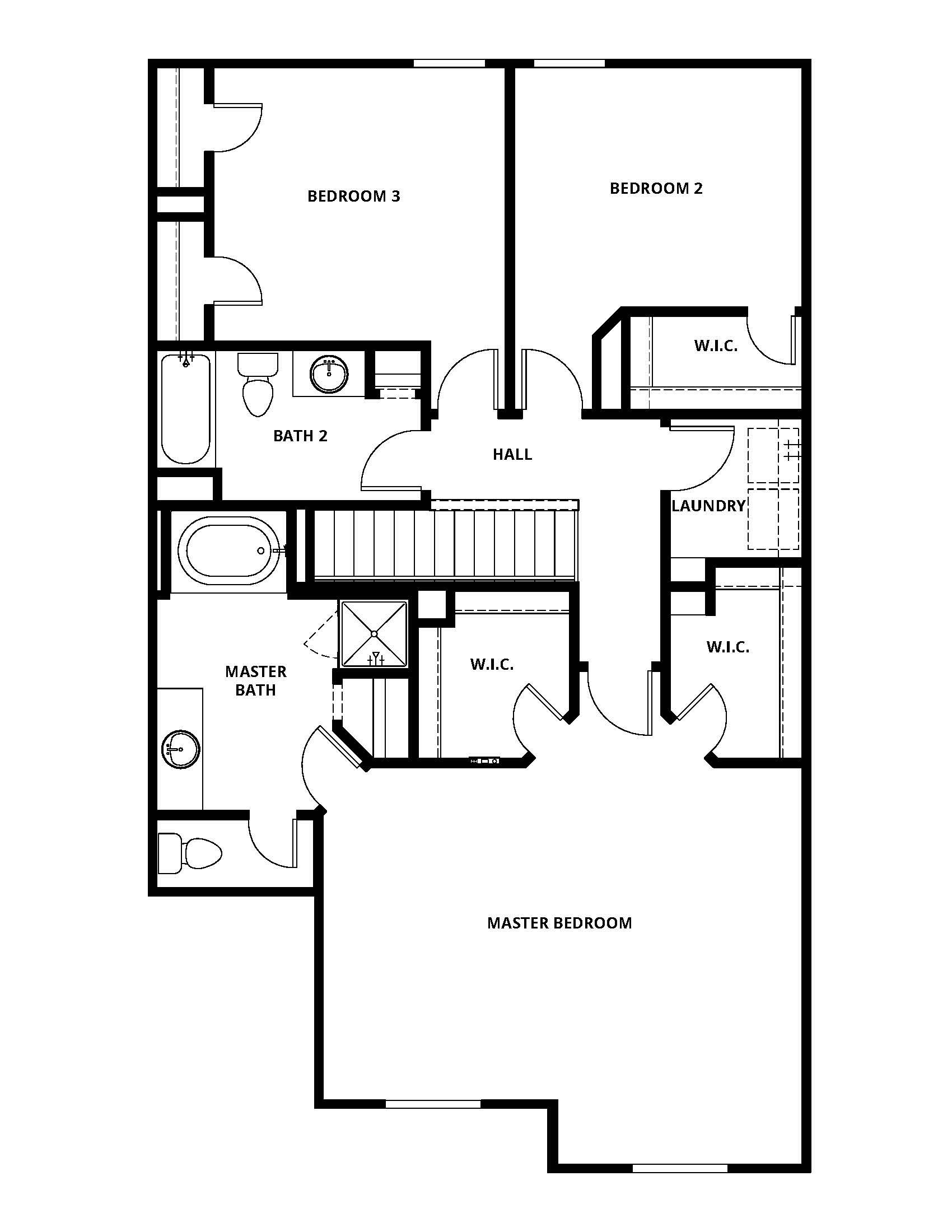 The second floor of the Mesquite has all of the bedrooms.