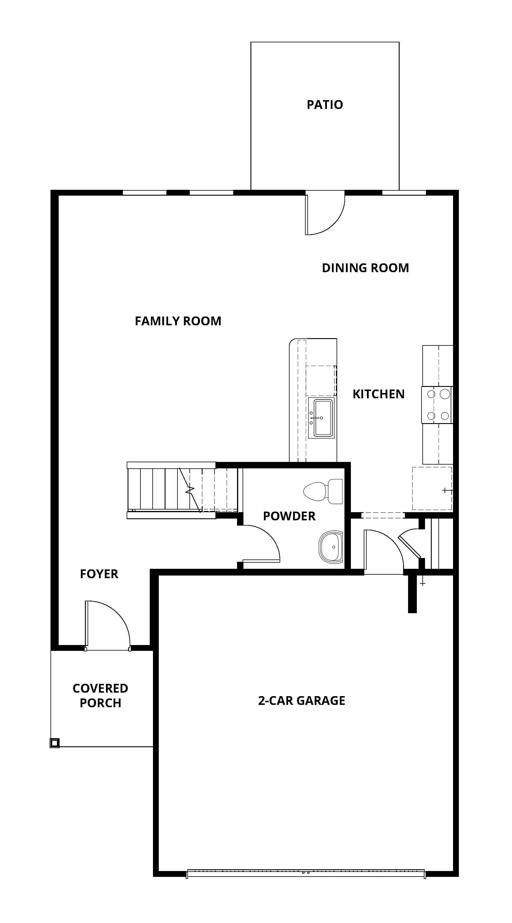 The first floor of the Mesquite has a chef ready kitchen and spacious family room.