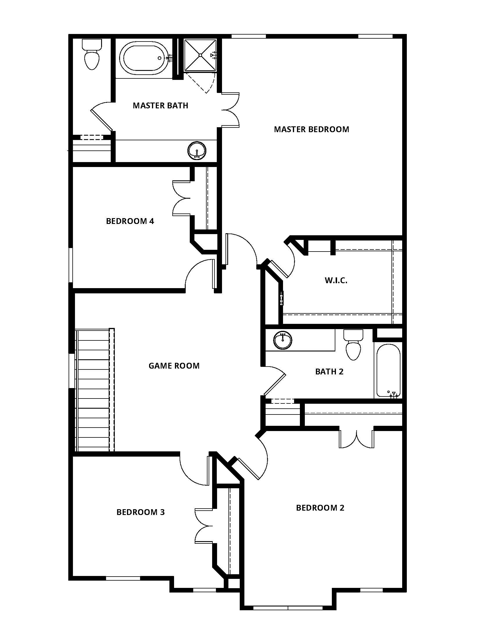The second floor of the Osage has the game room and all the bedrooms.