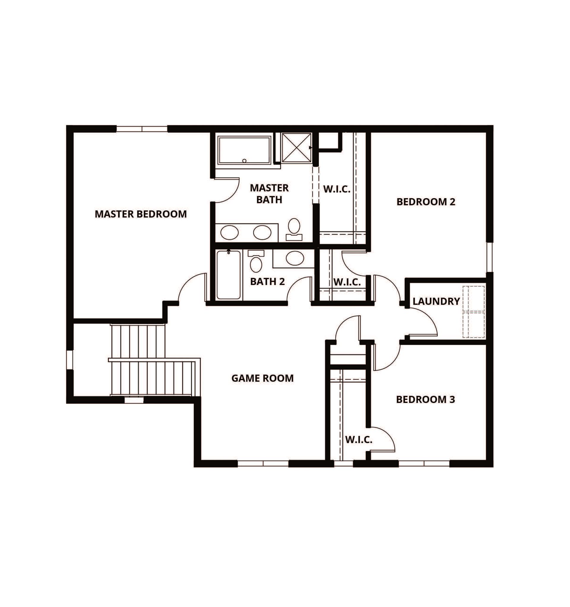 The second floor of the Henry has the bedrooms and the game room.