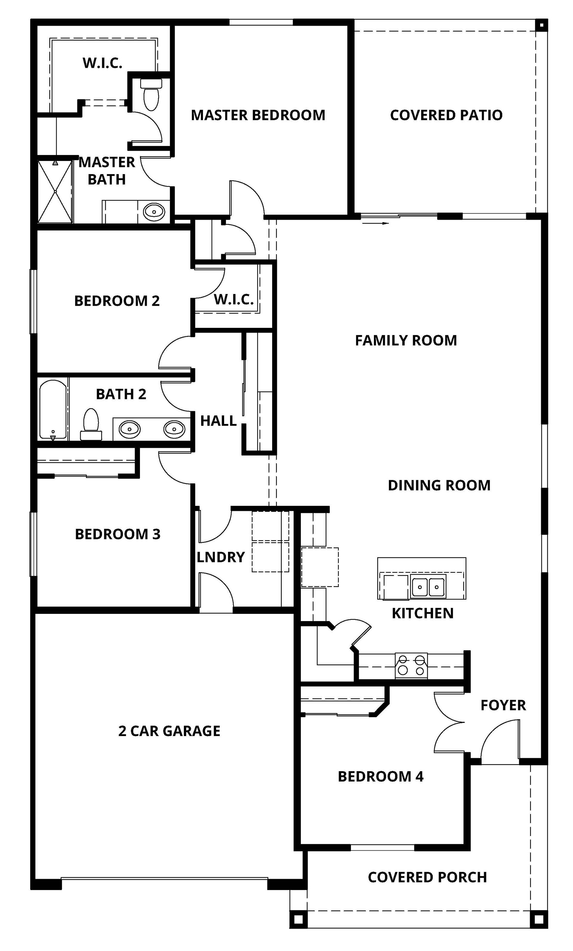 The Laguna is a single story home with a spacious family room and chef ready kitchen