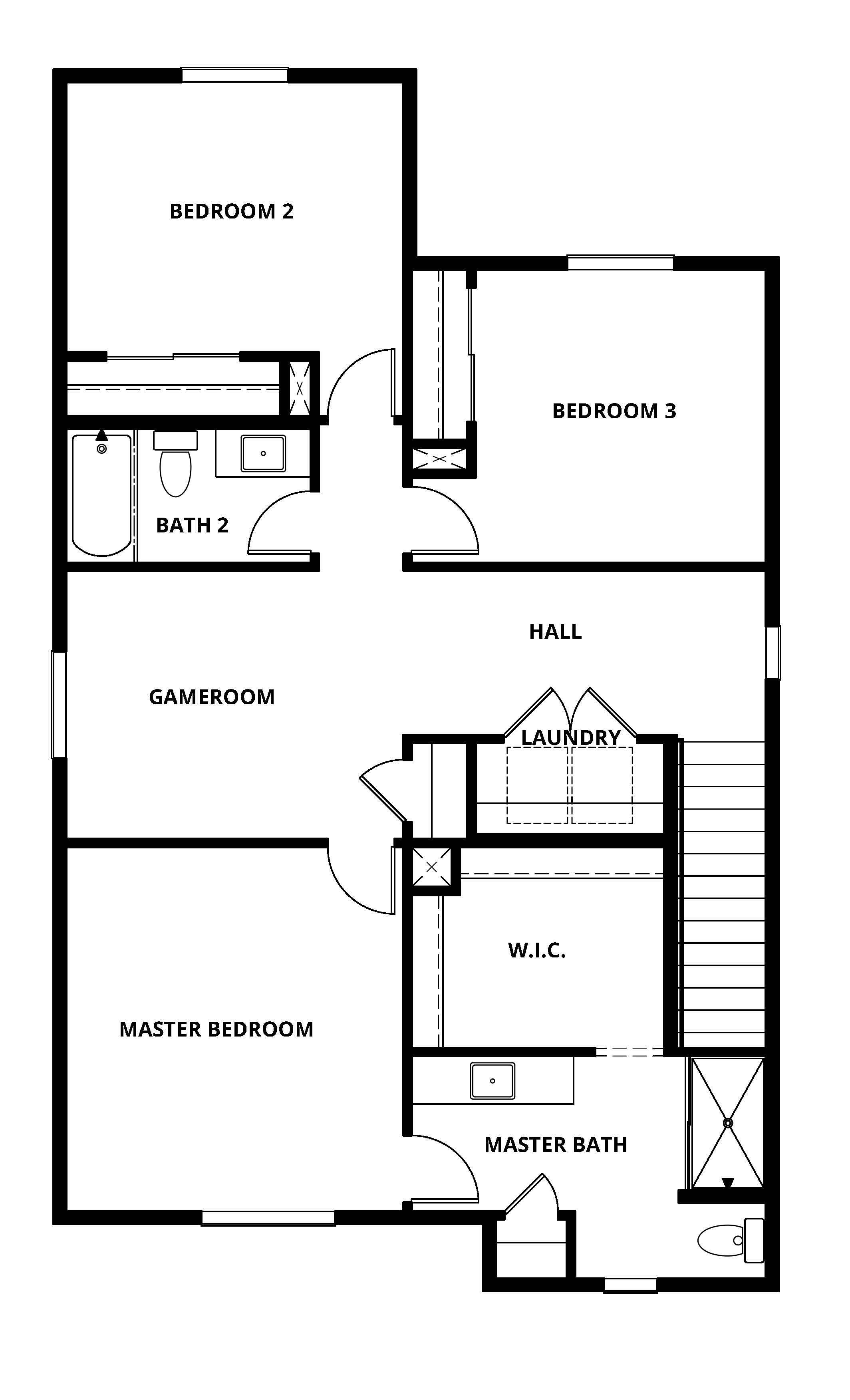 The second floor of the Shelby has all the bedrooms and game room.