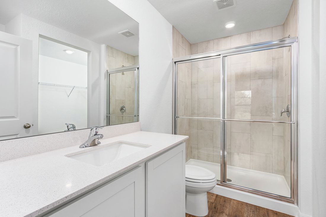 There is tons of counter space in the master bathroom