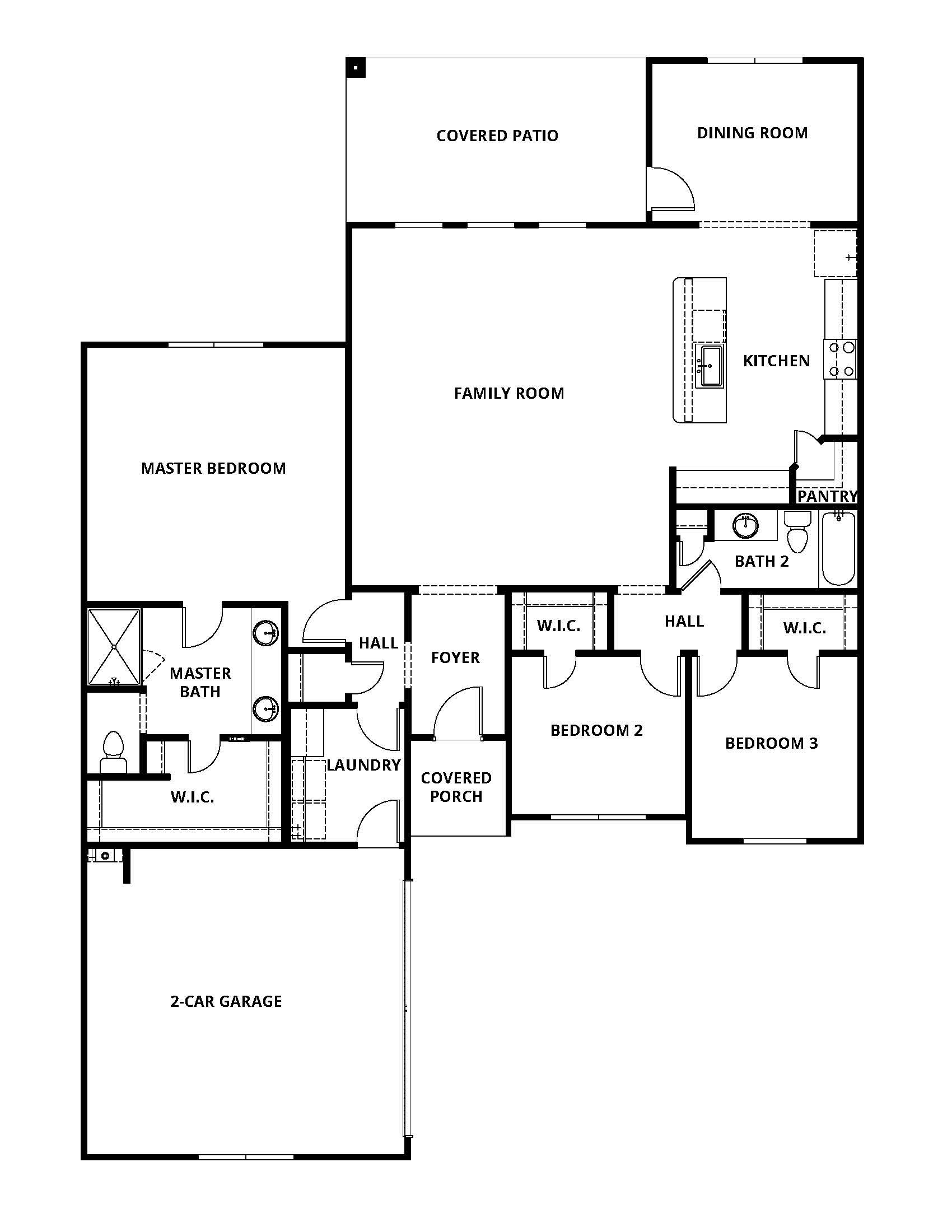 The Ironwood has a spacious family room and chef ready kitchen.