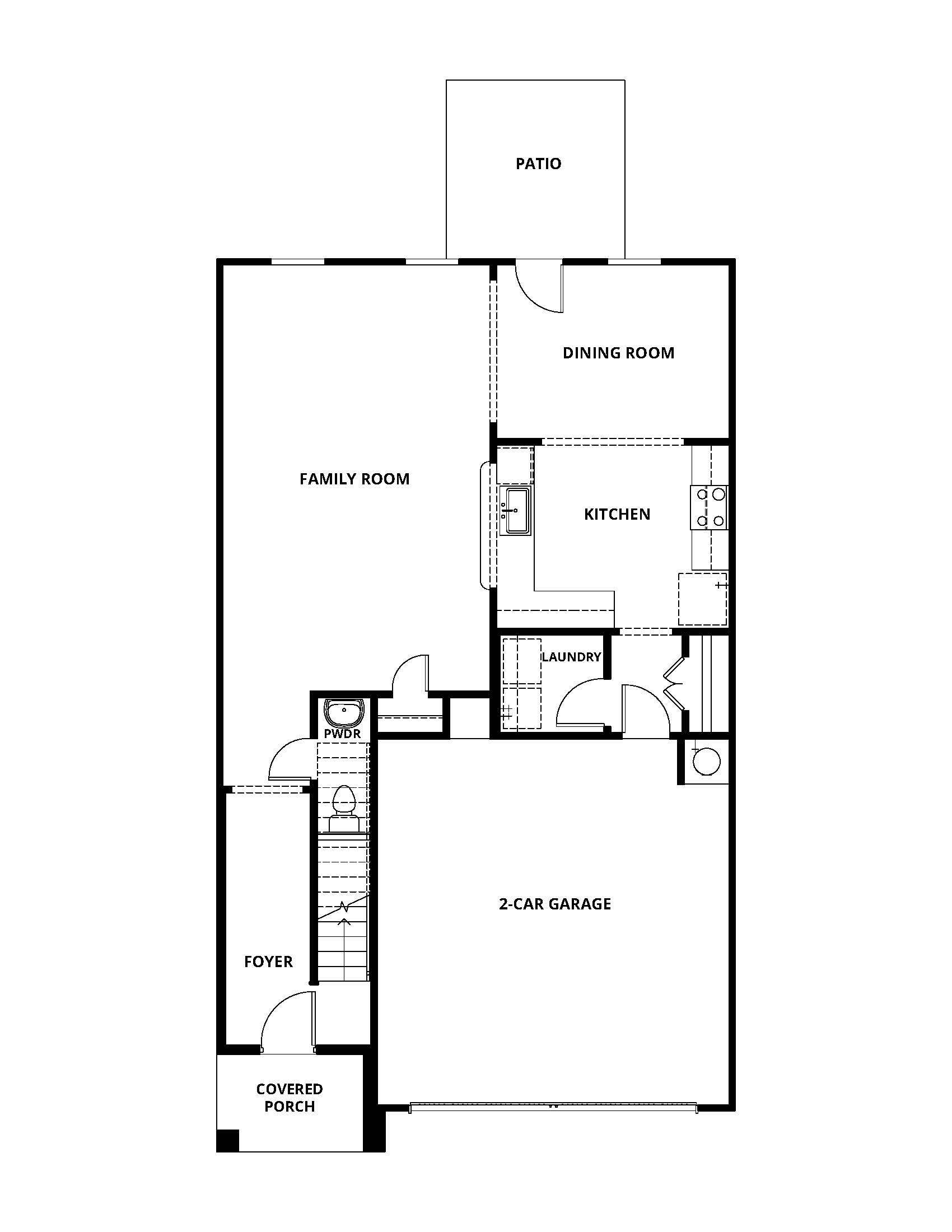 The first floor of the Rayburn is an open-concept layout that is perfect for family living.