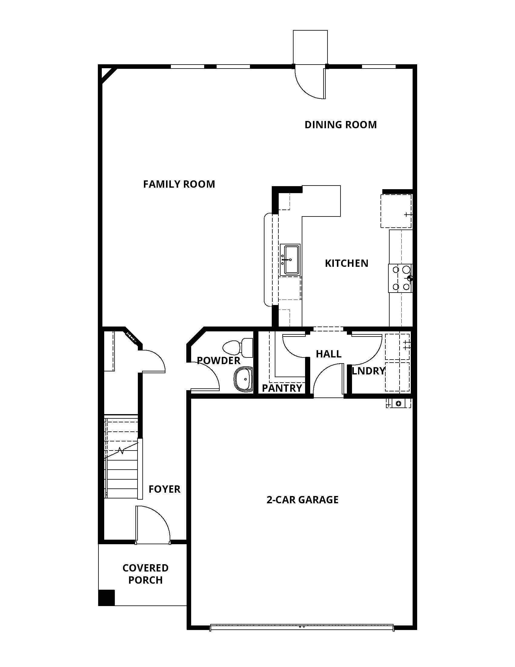 The first floor of the Yaupon has an open-concept layout, which is great for family living.