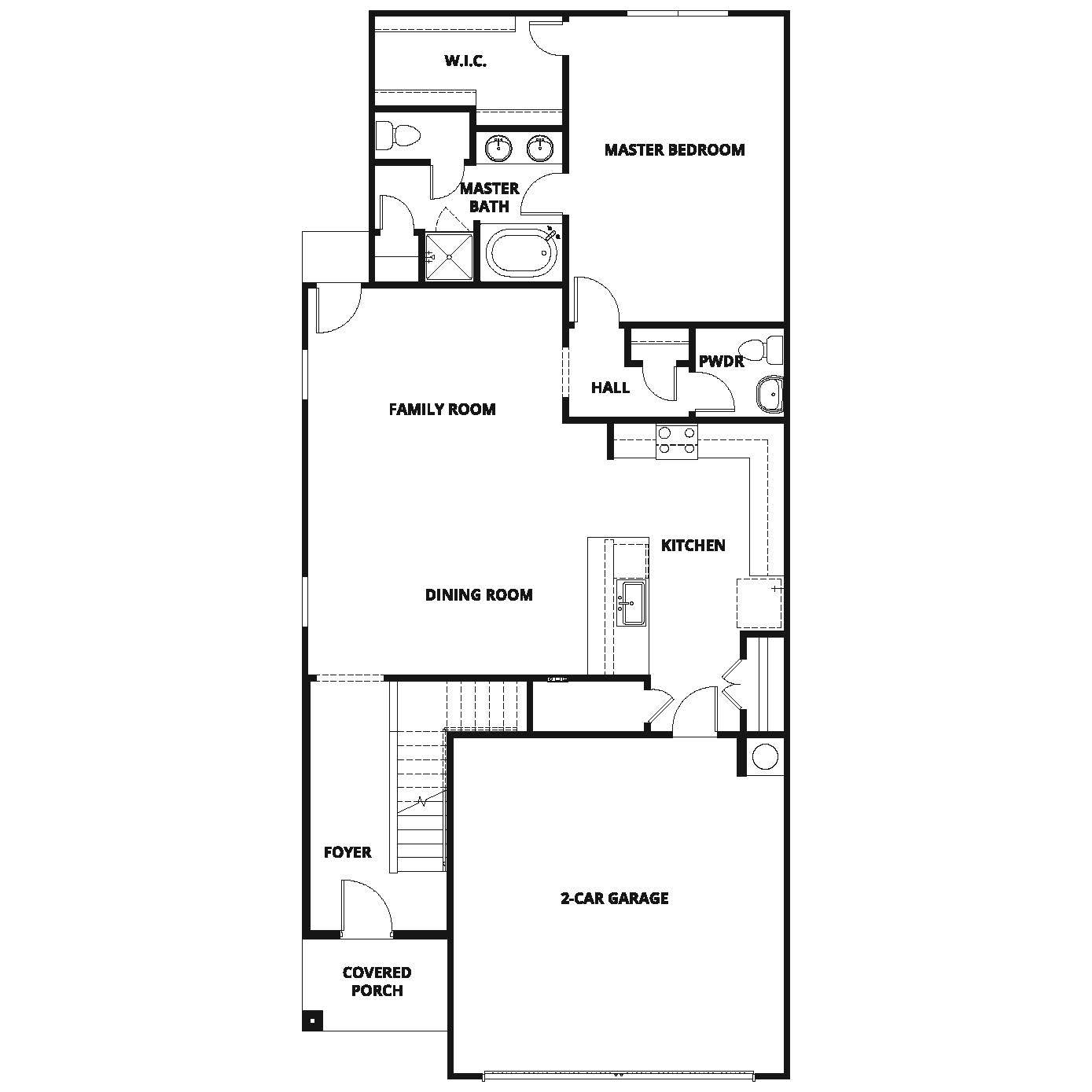 The first floor of the Willow has an open-conept floor plan.