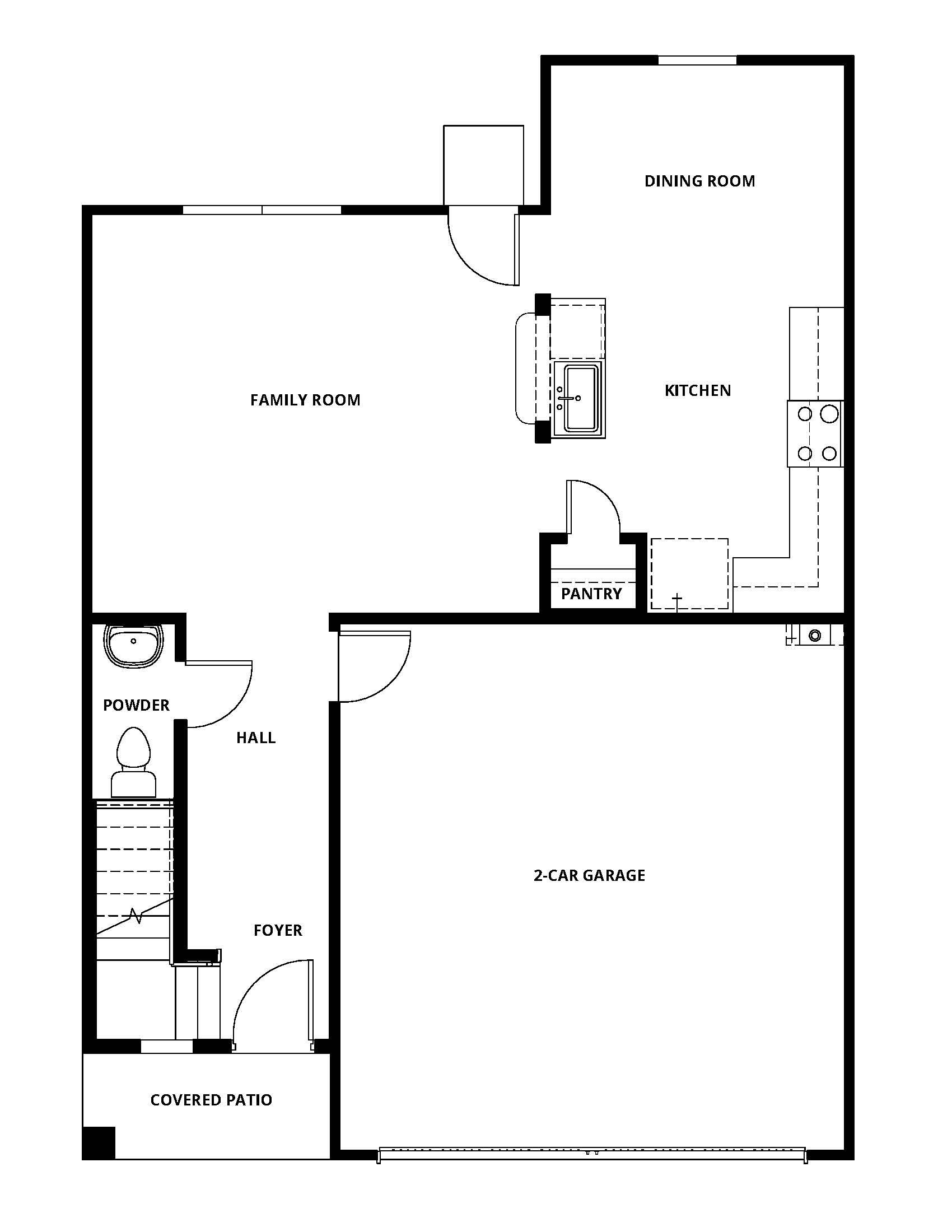 The first floor of the Colorado floor plan is open-concept.
